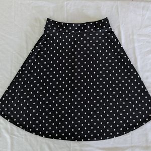 J.M. Fleurette skirt, black with white polka dots, size medium, A-LINE, retro